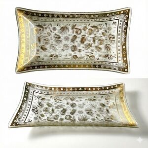 Vintage Georges Briard Glass & Gold Persian Garden Tray, Signed | MCM Serving
